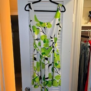 Zara Green and White Sleeveless Dress In Size L